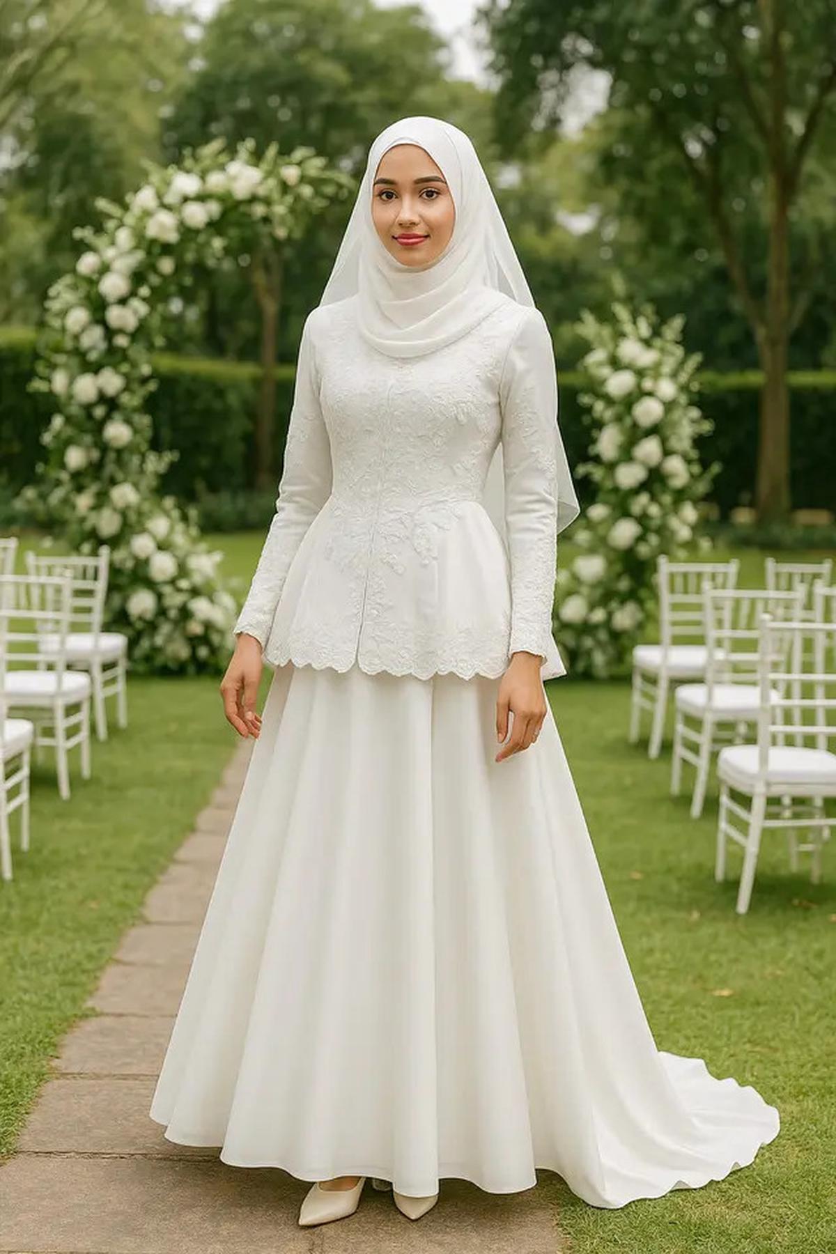 Model Kebaya Islami 2025 Bernuansa Putih yang Anggun untuk Akad Pernikahan