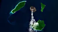 Erupsi gunungapi Anak Krakatau terpantau oleh satelit Sentinel-2, Jumat (4/2/2022) (BNPB)