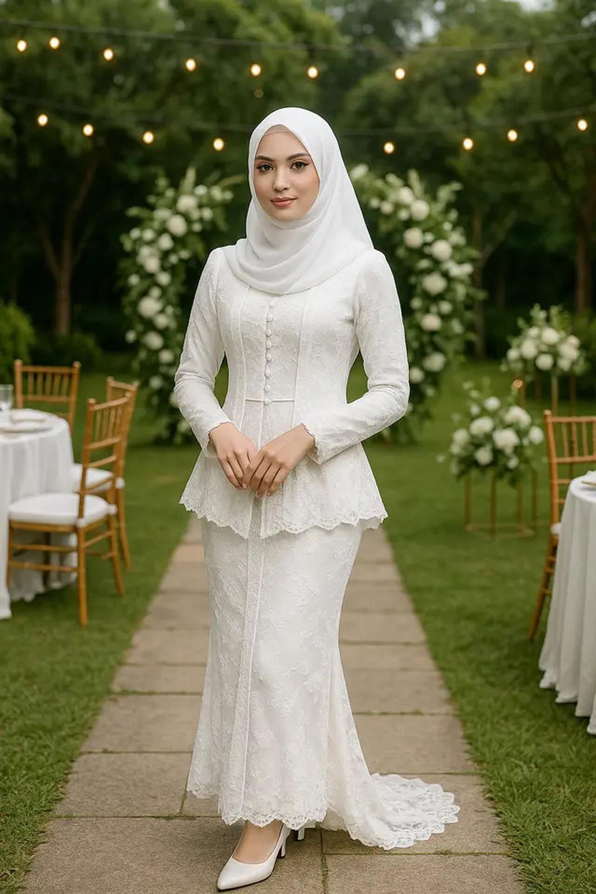 Model Kebaya Islami 2025 Bernuansa Putih yang Anggun untuk Akad Pernikahan