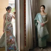 Di acara sangjit, Chen Giovani terlihat menawan dalam balutan cheongsam bernuansa hijau satin [@chengiovanis]