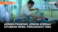 Presiden Prabowo Subianto mengunjungi para korban kecelakaan mobil pengangkut makanan di SDN 01 Kalibaru, Cilincing, Jakarta Utara, yang dirawat di Rumah Sehat untuk Jakarta RSUD Koja, Selasa (16/12).