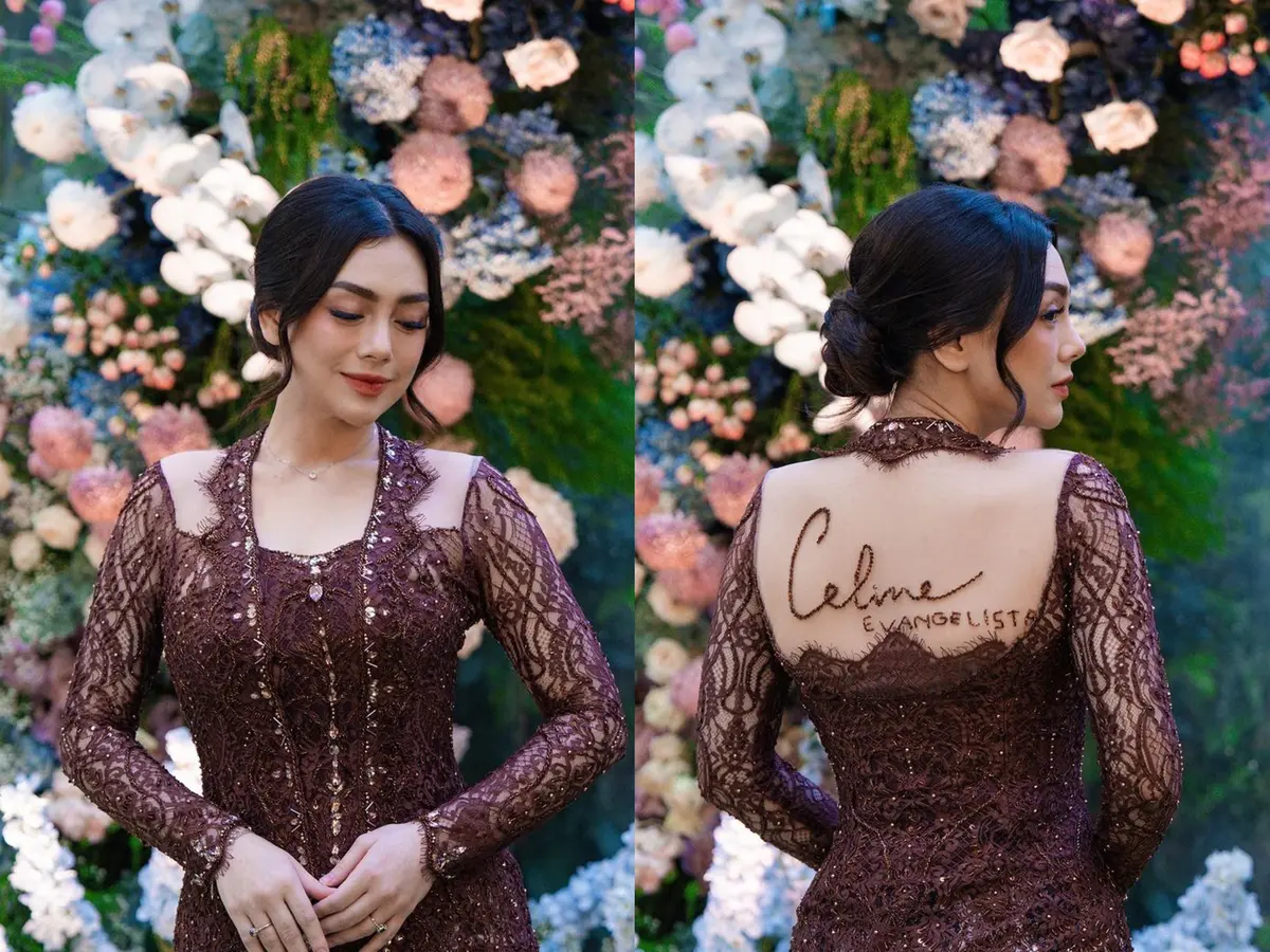 6 Tampilan Anggun Celine Evangelista Kenakan Kebaya Spesial Bertuliskan  Namanya - Photo Fimela.com