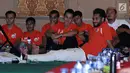 Sejumlah pemain Persija saat mengikuti pertemuan bersama manajemen, pemain dan perwakilan suporter Persija serta pihak kepolisian di Jakarta, Senin (19/6). (Liputan6.com/Helmi Fithriansyah)