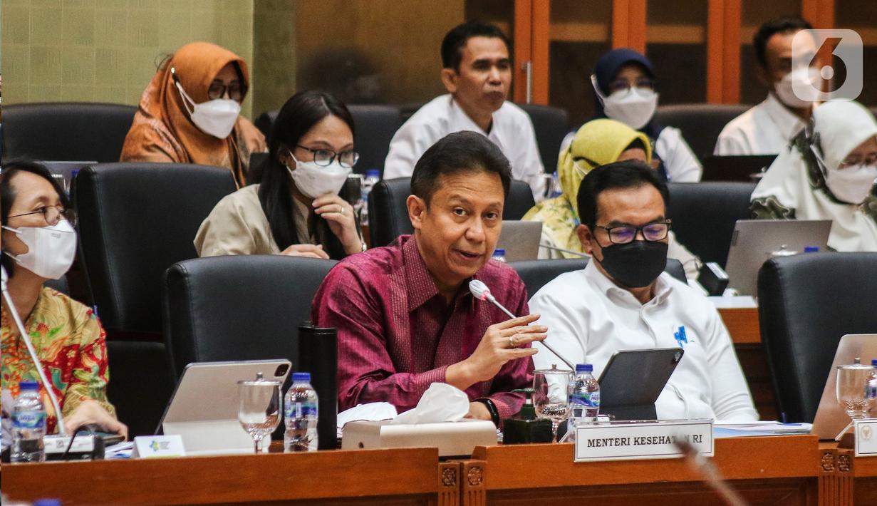 Menteri Kesehatan Budi Gunadi Sadikin mengikuti Rapat Kerja dengan Komisi IX DPR di gedung Parlemen, Jakarta, Senin (7/11/22). Bahasan rapat tersebut juga termasuk penjelasan mengenai Alokasi Anggaran Penanganan Stunting Tahun 2022 dan Evaluasi Pelaksanaan Penanganan Stunting. (Liputan6.com/Angga Yuniar)