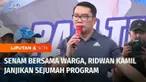 Mengisi libur akhir pekan, calon Gubernur Jakarta nomor urut 1, Ridwan Kamil menghadiri acara senam bersama warga. Ridwan Kamil juga menemui para pemilih pemula.