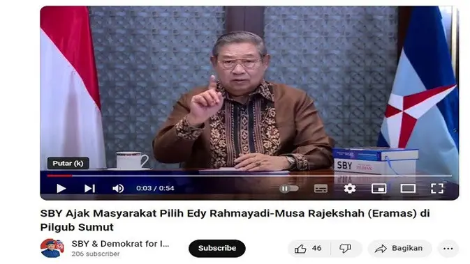 <p>Gambar tangkapan layar video dari kanal YouTube SBY & Demokrat for Indonesia.</p>