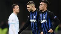 Lautaro Martinez bersama Mauro Icardi. (AFP/Marco Bertorello)