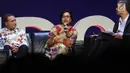 Menteri Keuangan Sri Mulyani (tengah) memberi pemaparan saat menjadi pembicara dalam 4th Congress of Indonesian Diaspora di Kota Kasablanka, Jakarta, Sabtu (1/7). (Liputan6.com/Angga Yuniar)