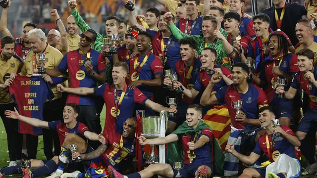 Foto: Barcelona Sukses Raih Gelar Juara dalam Laga Final Copa Del Rey yang Penuh Drama