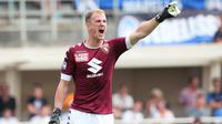 Teriakan Joe Hart saat timnya Torino melawan  Atalanta Bergamo pada lanjutan liga Italia Serie A di Atleti Azzurri d'Italia stadium,  Bergamo, Italy (12/9/2016) dini hari WIB.. Atalanta menang 2-1. (EPA/Paolo Magni)
