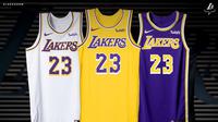 Jersey Los Angeles Lakers untuk musim 2018-2019. (Twitter/LA Lakers)
