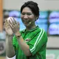 Legenda Bulutangkis Indonesia, Susi Susanti saat memberikan coaching clinic bagi para peserta MILO School Competition 2015, Jakarta, Sabtu (28/11/2015). (Liputan6.com/Yoppy Renato)