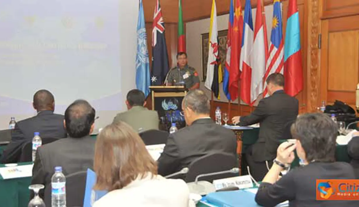Citizen6, Jakarta: Lokakarya konferensi regional PBB Ke-3 (3rd UN regional conference workshop), dibuka oleh Koorsahli, Panglima TNI Mayjen TNI Hotma Marbun mewakili Panglima TNI, Senin (21/3). (Pengirim: Badarudin Bakri Badar)