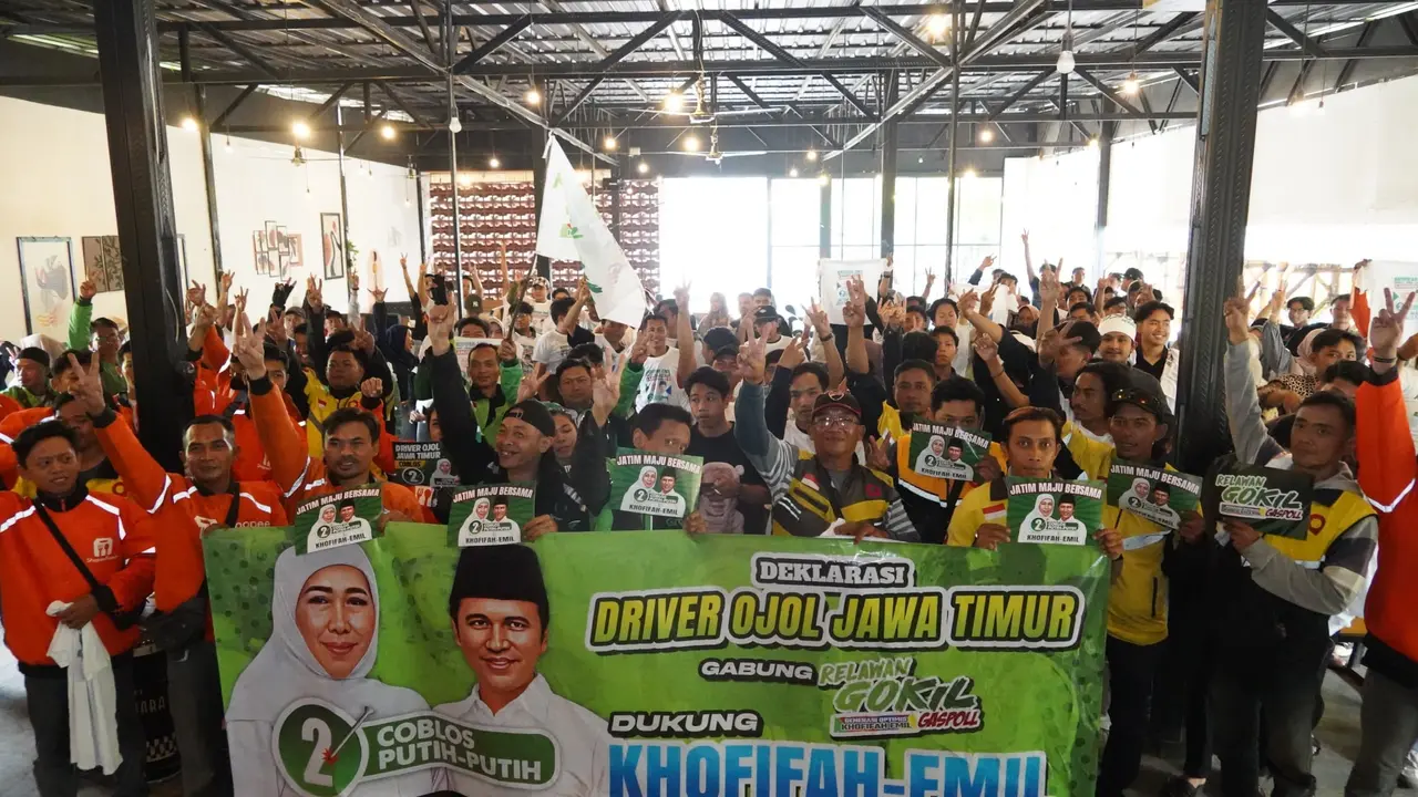 Seluruh Ojek online (Ojol) se-Malang Raya sepakat mendukung Khofifah Indar Parawansa dan Emil Elestianto Dardak di Pilgub Jatim 2024 (Istimewa)