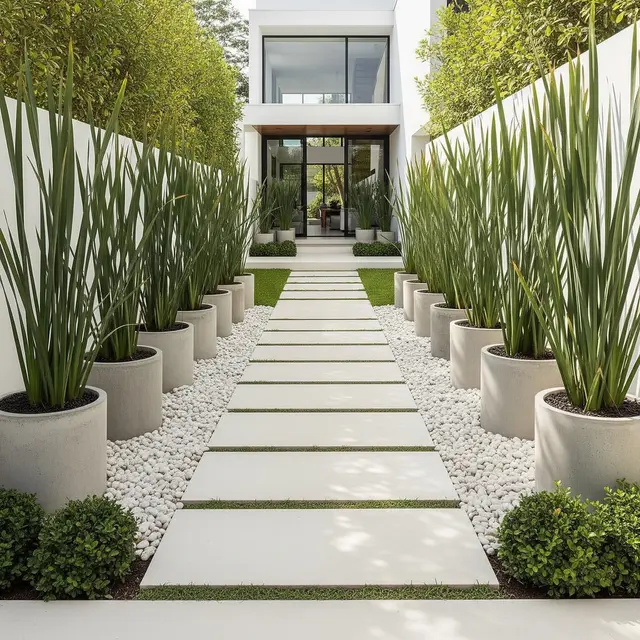 Desain Taman Depan Rumah Anti Ular dengan Batu Koral Putih