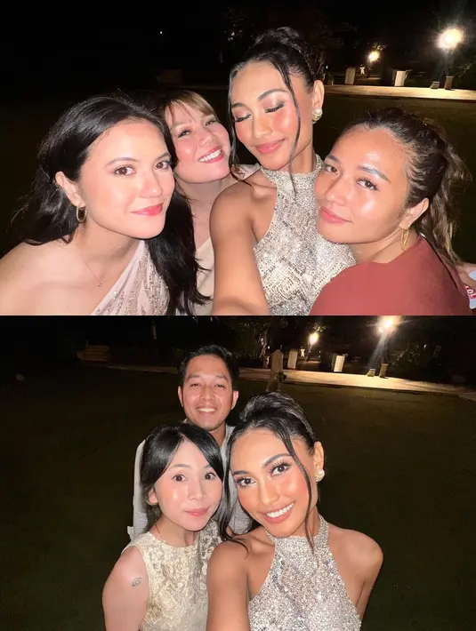 Pemeran yang juga sahabat mempelai perempuan, Marsha Aruan juga hadir di pernikahan Gritte dan Arif. Marsha tampil cantik dengan riasan natural. [Instagram/noviabachmid]