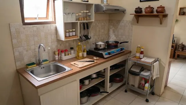 Dapur Memanjang 1,5 Meter dengan Area Cuci di Ujung