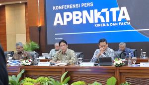 Menteri Keuangan Purbaya Yudhi Sadewa dalam Konferensi Pers APBN Kita, di Kantor Kemenkeu, Jakarta, Kamis (8/1/2026). (Liputan6.com/Arief)
