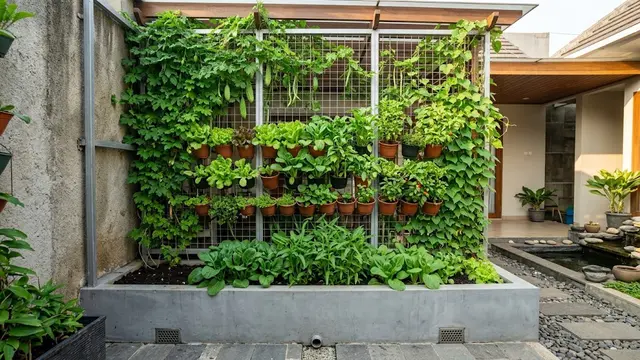 Desain Vertikal Garden dan Bak Semen Persegi