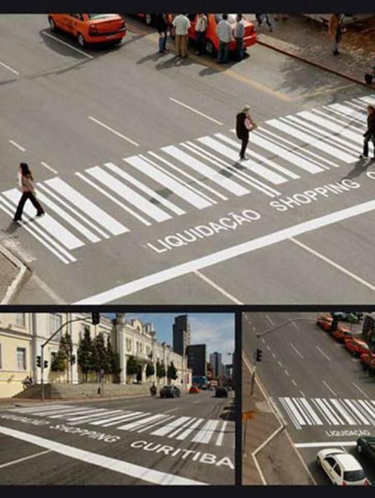Shopping Curitiba, zebra cross berbentuk barcode di Brazil (Source: IST)