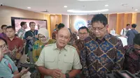 Kepala Badan Gizi Nasional (BGN) Dadan Hindayana dan Menteri Keuangan Purbaya Yudhi Sadewa di Kantor BGN. (Foto: Liputan6.com/Arief RH)