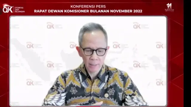 Ketua Dewan Komisioner Otoritas Jasa Keuangan (OJK) Mahendra Siregar dalam konferensi Pers RDKB November 2022, Selasa (6/12/2022).