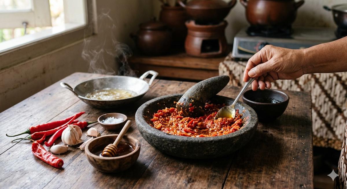 Cara Membuat Sambal Bawang Tidak Pedas (Foto: Gemini AI)