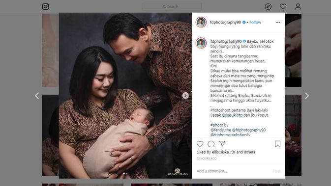 Fotografer juga turut mengunggah foto keluarga Ahok dan Puput Nastiti Devi bersama anak mereka Yosafat Abimanyu Purnama. (Instagram @fdphotography90)