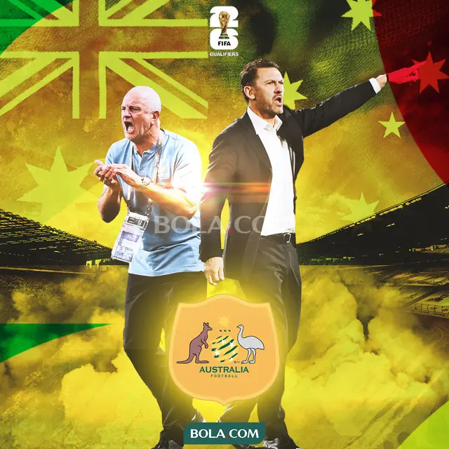 Kualifikasi Piala Dunia 2026 - Logo Australia, Graham Arnold dan Tony Popovic