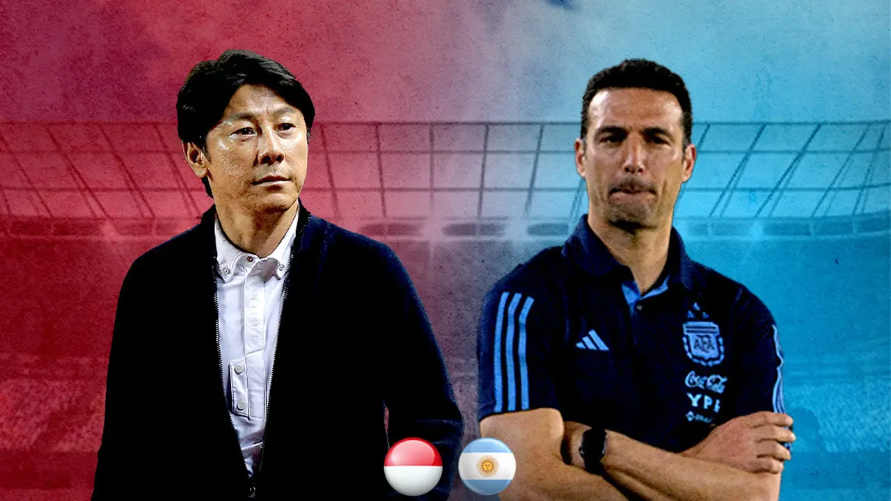 Ilustrasi - Shin Tae-yong Vs Lionel Scaloni