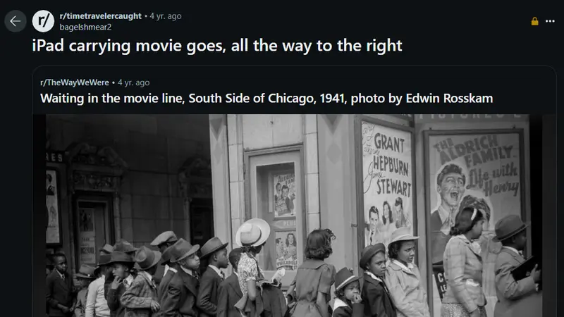 Screenshot Post Reddit Penjelajah Waktu