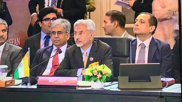 Menteri Luar Negeri (Menlu) India Subrahmanyam Jaishankar dalam ASEAN Post Ministerial Conference dengan India, Kamis (13/7/2023). (Liputan6.com/Benedikta Miranti)