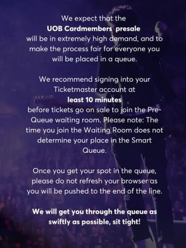 Unggahan Ticketmaster Singapura soal konser Taylor Swift. (Instagram/ ticketmastersg)