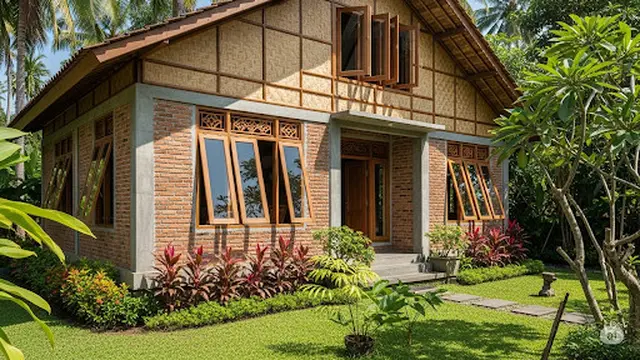 Rumah Bata Ekspos dan Anyaman Bambu