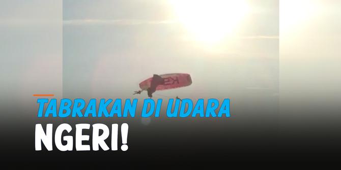 VIDEO: Ngeri! Detik-Detik Pilot Paralayang Tabrakan di Udara