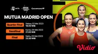 Saksikan Live Streaming Semifinal dan Final WTA 1000 Mutua Madrid Open 2023 di Vidio 4-5 Mei