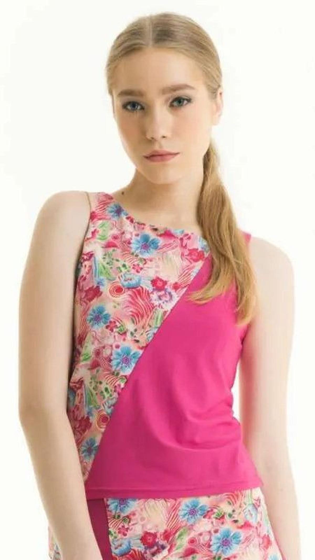 8. Sleeveless Polyester Print Blouse ｜ 17/006B<br>