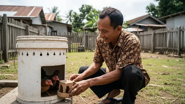 Cara Membuat Kandang Ayam Mini dari Ember Cat