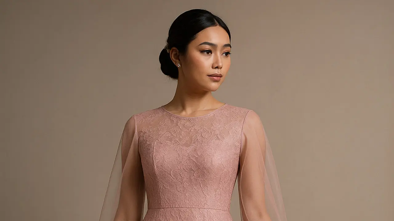 Model Long Dress Brokat Modern untuk Pesta (Image by ChatGPT)