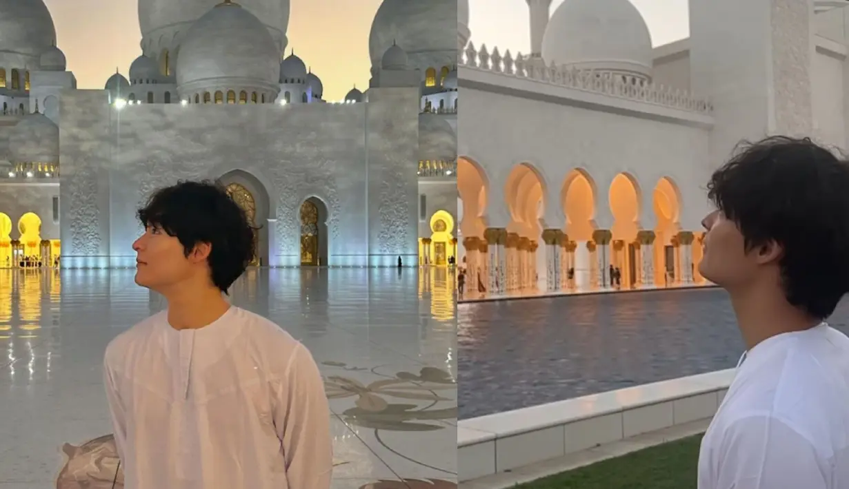 Song Geon Hee Kunjungi Sheikh Zayed Grand Mosque. (Foto: Instgaram/ songgeonhee)
