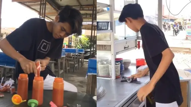 Viral Tukang Bakso yang Mirip Iqbaal Ramadhan. (Sumber: TikTok/Fahmiiboo).