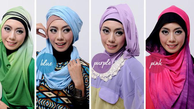 Tutorial Hijab Warna Warni 4 In 1 Cantik Dan Praktis Beauty Fimela Com