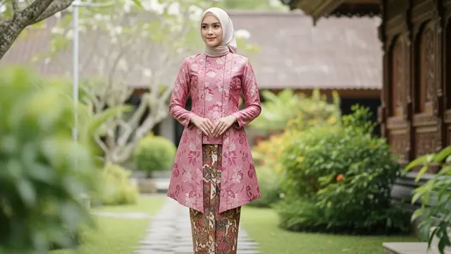 Model Gamis Brokat Pesta Warna Dusty Pink Kekinian