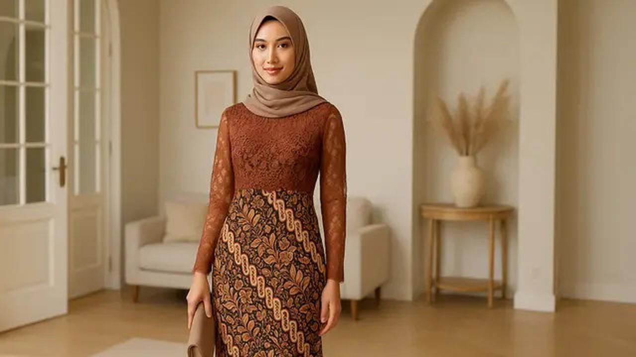 20 Model Dress Batik Kombinasi Brokat Lengan Panjang, Anggun untuk Acara Resmi dan Kondangan