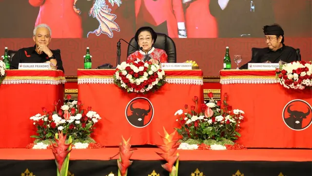 Ketua Umum DPP PDI Perjuangan (PDIP) Megawati Soekarnoputri saat menghadiri acara konsolidasi PDIP Bali pada Sabtu (17/6/2023).