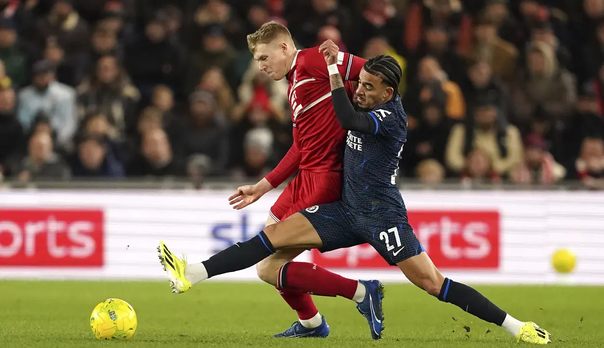 Chelsea harus mengakui keunggulan Middlesbrough dengan skor 0-1.  (Martin Rickett/PA via AP)