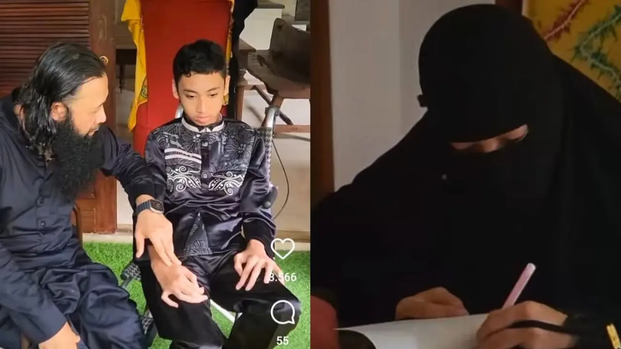 Potret pertemuan Peggy Melati Sukma, Syaikh Reza dan Naja Hafidz Quran (Sumber: Instagram/@peggymelatisukma_khadijah)
