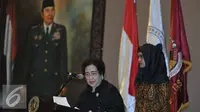 Rachmawati Soekarnoputri memberikan pidato saat Dies Natalis ke-17 Universitas Bung Karno di Jakarta, Senin (25/7). (Liputan6.com/Johan Tallo)