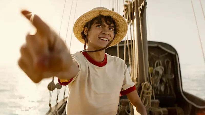 Iñaki Godoy sebagai Monkey D Luffy di One Piece Live Action. (Courtesy of Netflix © 2023)