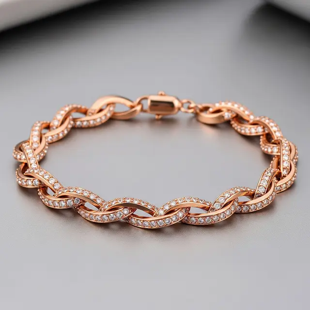 Gelang Emas Rose Gold Kombinasi Kristal Swarovski untuk Gaya Elegan Modern